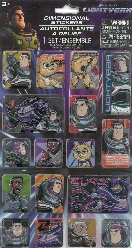 Disney Pixar Lightyear Dimensional Stickers: Embark on an Interstellar Adventure in Creativity - 17 Pieces