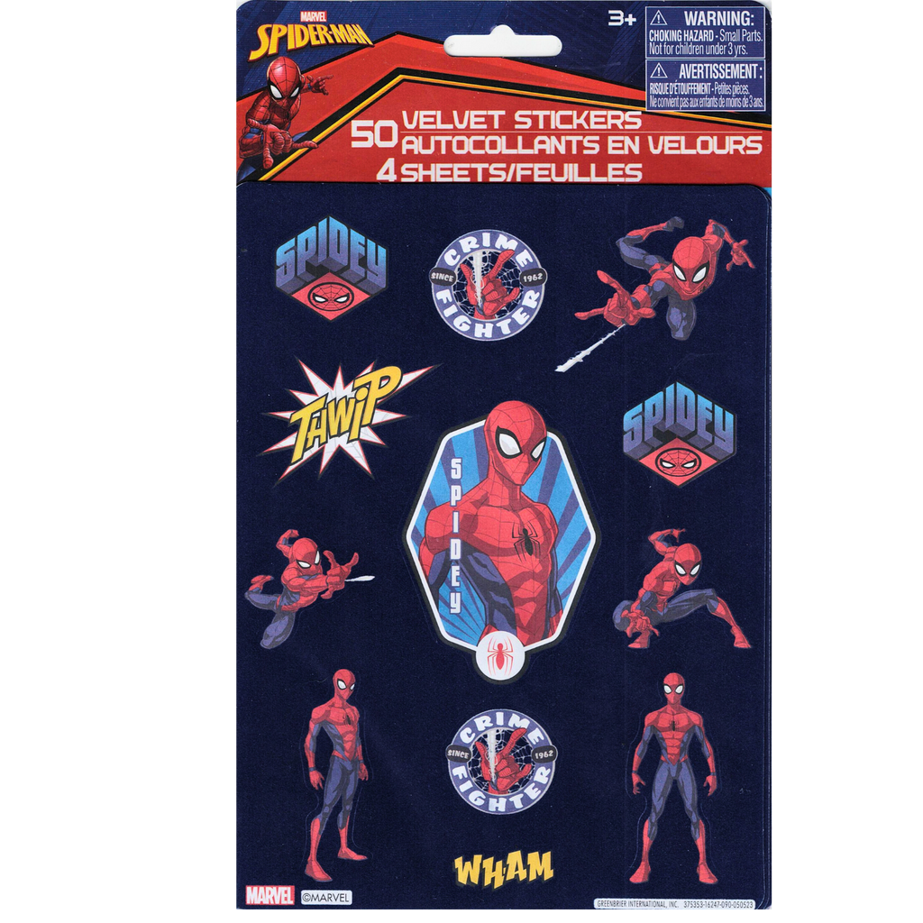 Marvel Spider-Man 50 Velvet Stickers: Embark on a Textured Adventure with Your Favorite Web-Slinger!