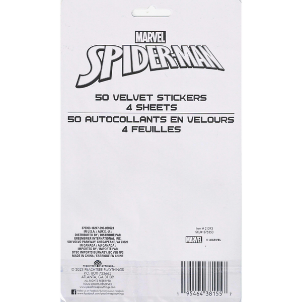 Marvel Spider-Man 50 Velvet Stickers: Embark on a Textured Adventure with Your Favorite Web-Slinger!