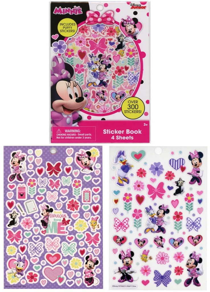 Disney Minnie Sticker Pad Set for Kids - 4 Sheets with Over 300 Stickers