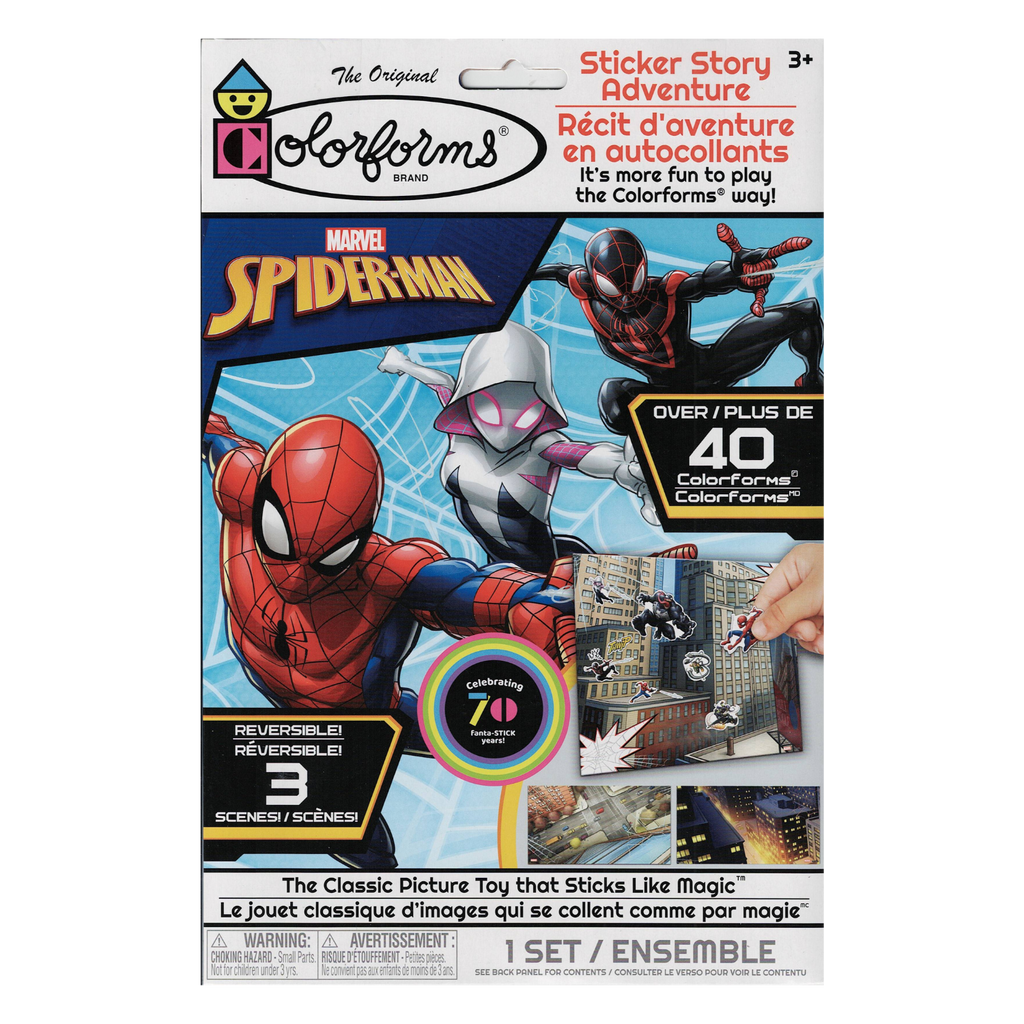 Marvel Spider-Man Colorforms - Story Adventure Set: Swing into Action with 3 Scenes and Over 40 Reusable Stickers!