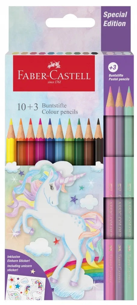 FABER CASTELL 10+3 Pastel Colour Pencils UNICORN