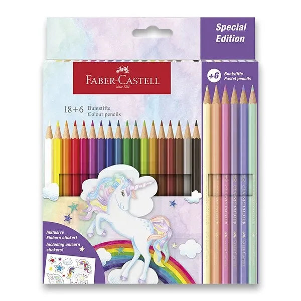 FABER CASTELL 18+6 Pastel Colour Pencils UNICORN