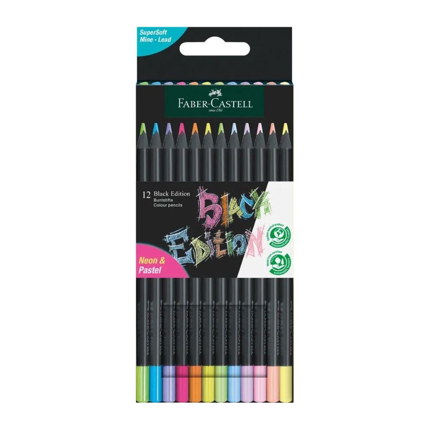 Faber Castell - Black Edition Colored Pencils Neon & Pastel (12pcs)