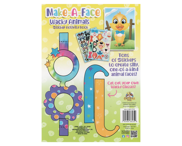 Make a Face Wacky Animals Sticker Activity Book: Unleash Your Imagination with Endless Animal Antics - 16 Pages Plus 2 Sticker Sheets