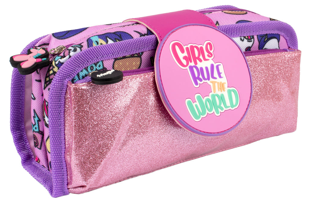 Fringoo Pencil Case with Silicone Emblem - Girls Rule The World