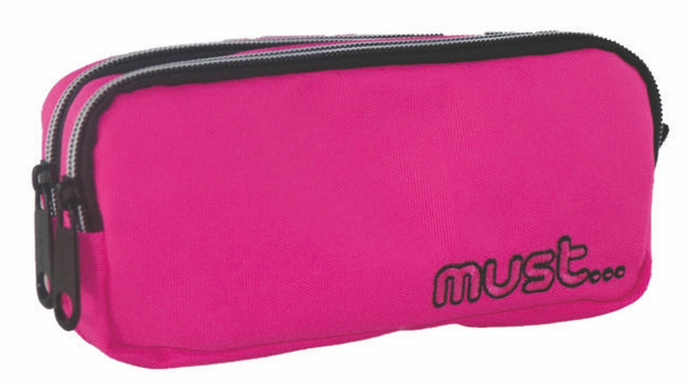 Pencil Case Must Monochrome Fuchsia 2 Zips