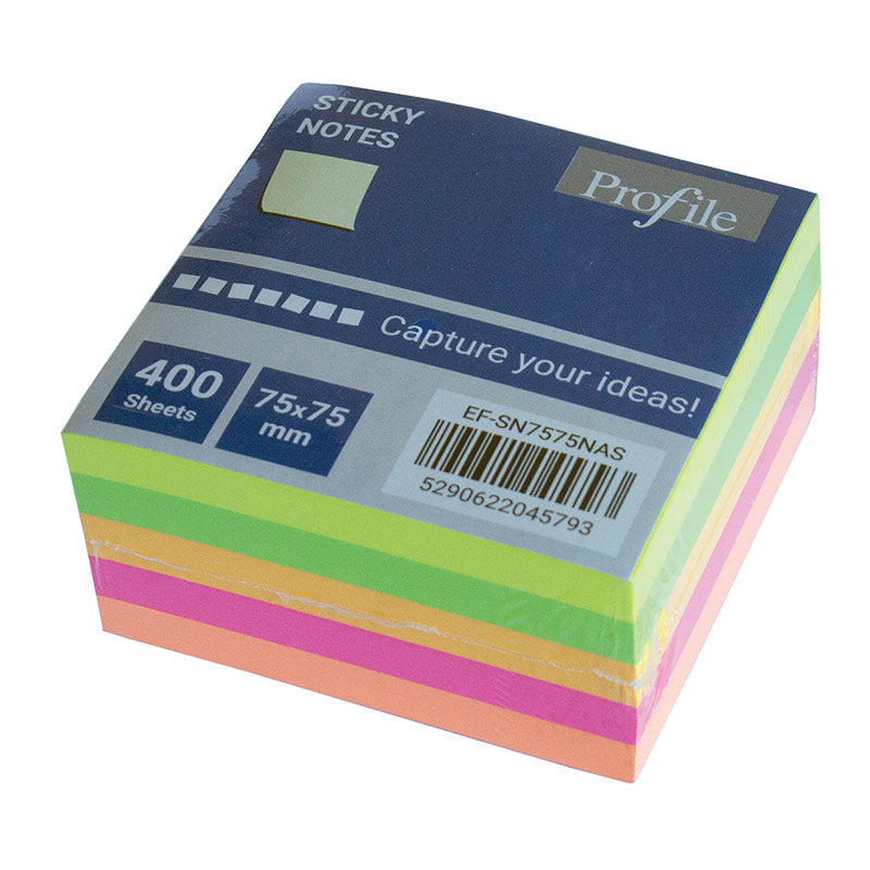 Profile Sticky Notes 400 sheets 75x75mm (5 Colors)