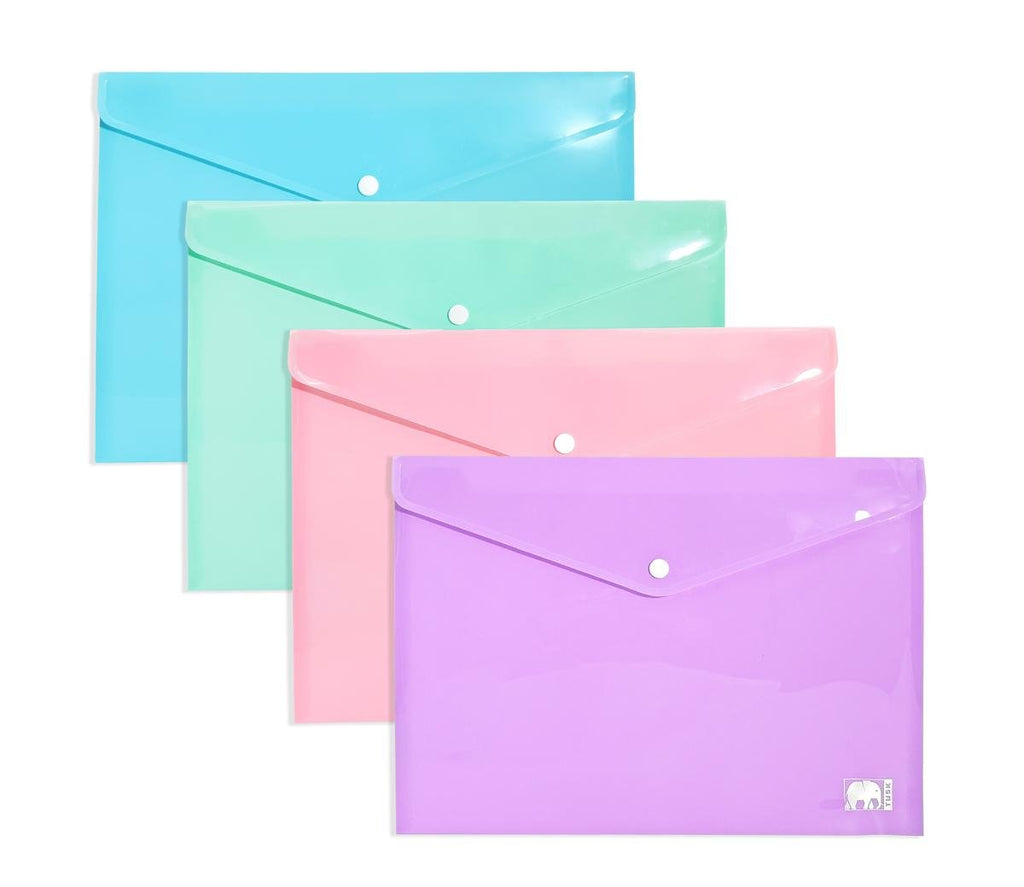 Plastic Envelope A4 w/ Button Pastel Colors