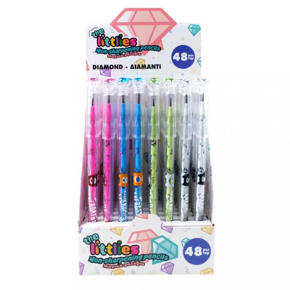 The Littlies Μαγικό Μολύβι Διαμάντι (Non Sharpening Pencils) 4 Colors (Pink-Blue-Green-White)