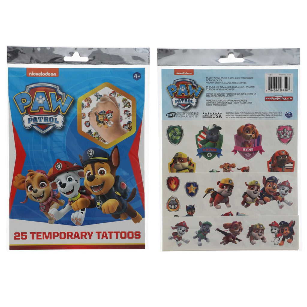 Paw Patrol Temporary Tattoos: Adventure Awaits with Every Tattoo - 25-ct. Packs