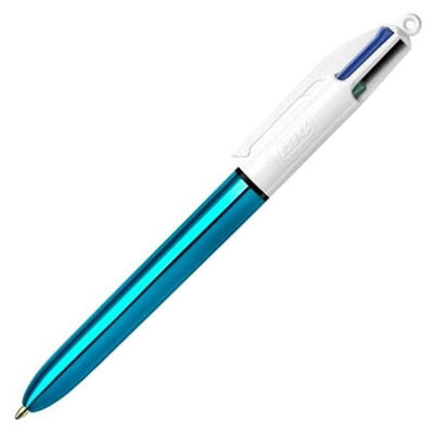 BIC 4 Color Retractable Ballpoint Pen With Shine Blue Barrel