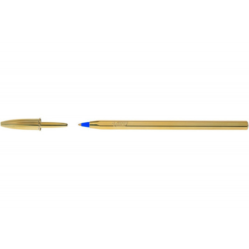 BIC CRISTAL CELEBRATE GOLD Pen (Blue Ink)