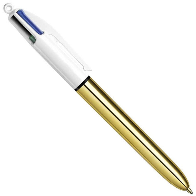 Bic 4 Colour Retractable Ballpoint Pen With Shine Gold Barrel