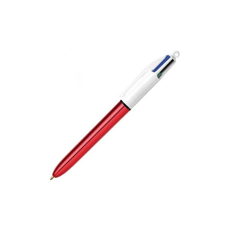 Bic 4 Colour Retractable Ballpoint Pen With Shine Red Barrel