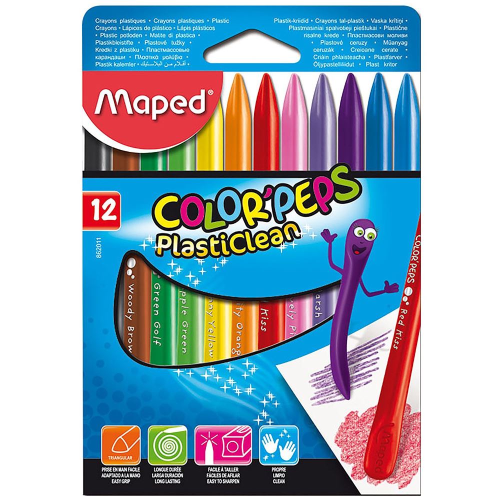 Maped Color'Peps PlastiClean Crayons (Pack of 12)