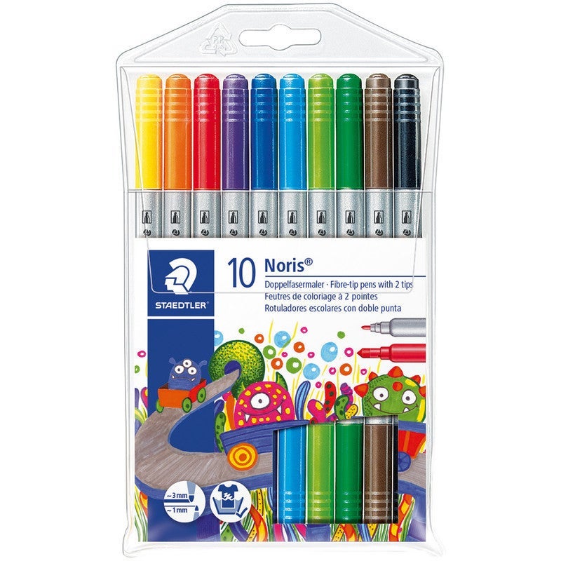 Staedtler Noris Club Fibre Twin Tip Pens (10pcs) for Versatile Coloring and Drawing