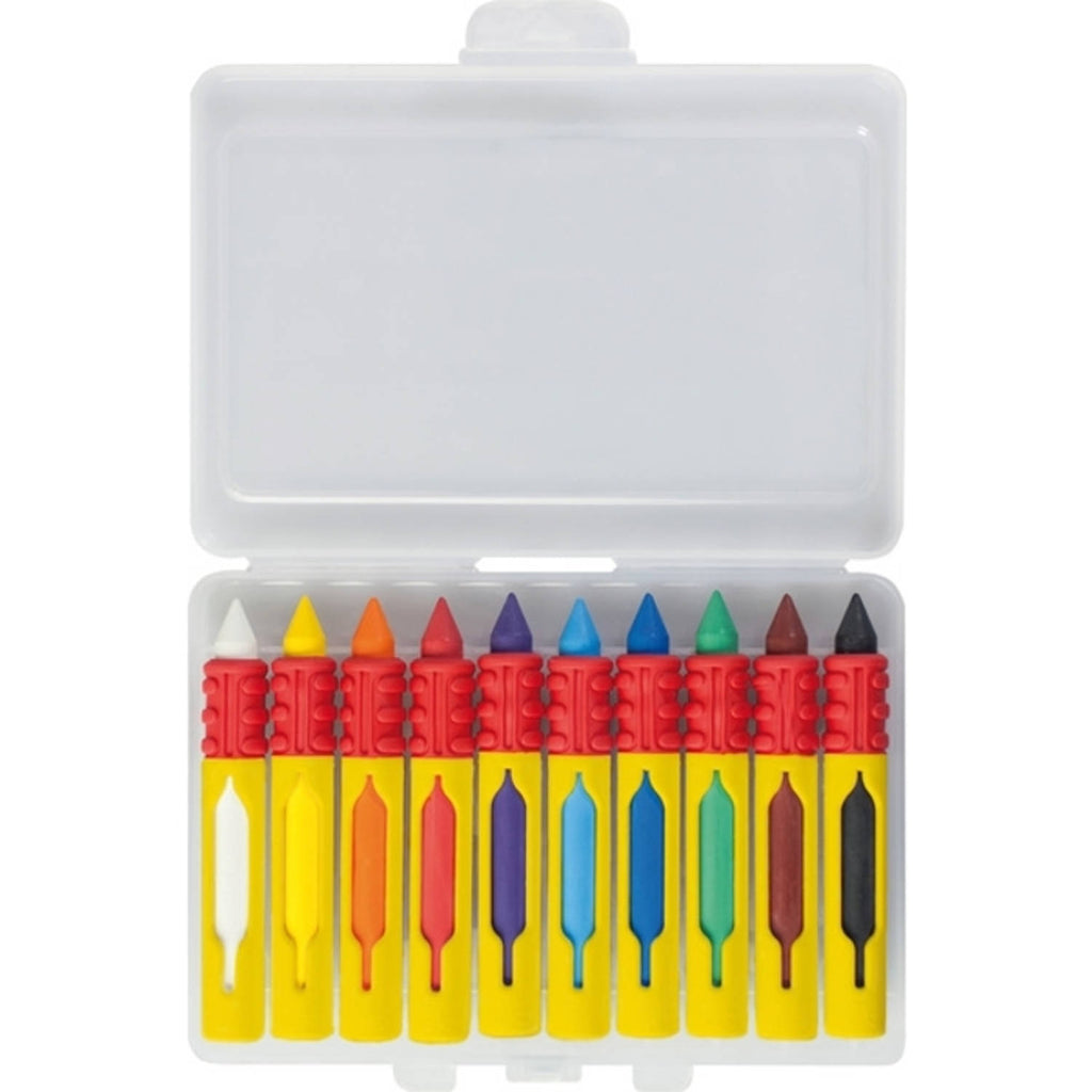 Wax crayon Eberhard Faber round with grip zone 10 pieces assorted