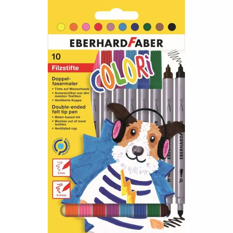 Double Ended Felt Tip Pens Pack 10 Thick and Thin Felt Tips Eberhard Faber