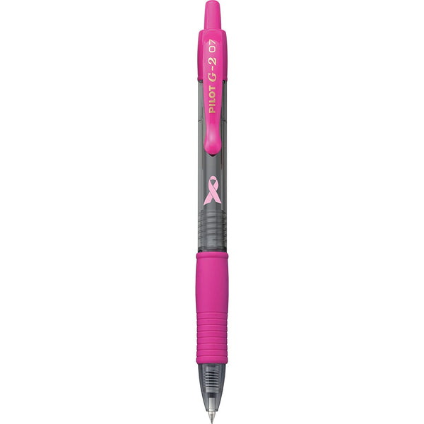 PILOT G2 Premium Pink Ribbon Retractable Gel Roller Ball Pen, Fine Point, Black Ink