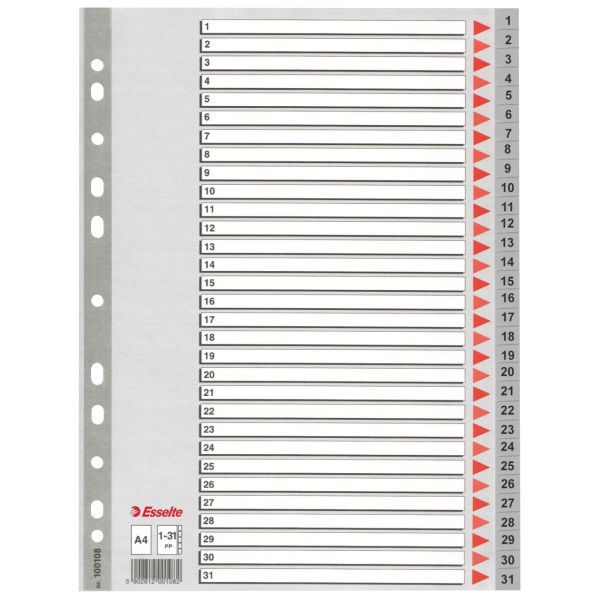 Divider Plastic Indices A4 1-31 Grey ESSELTE