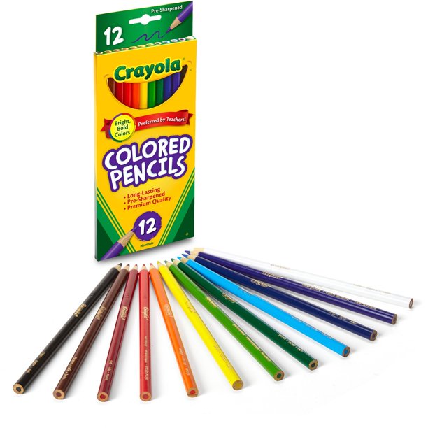 Crayola Colored Pencil Set, Assorted Colors, 12 Count, School Supplies, Beginner Child