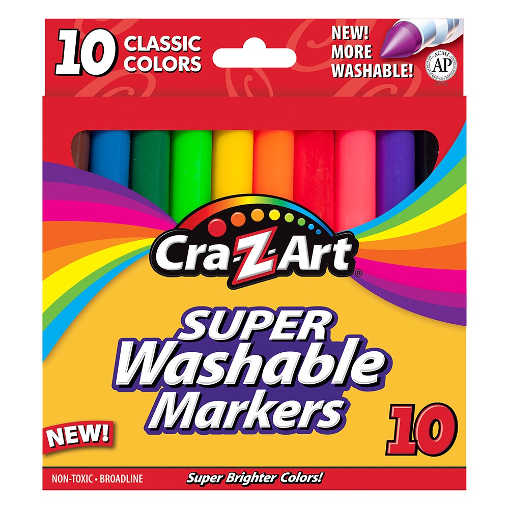 10 Classic Colors: Cra-Z-Art Classic Broadline Washable Markers