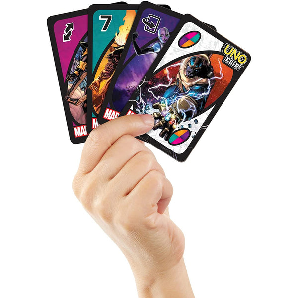 UNO FLIP Marvel Card Game with 112 Cards, Gift for Kid, Family & Adult Game