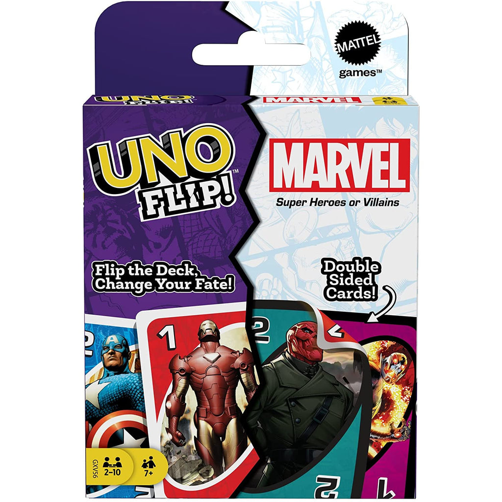 UNO FLIP Marvel Card Game with 112 Cards, Gift for Kid, Family & Adult Game