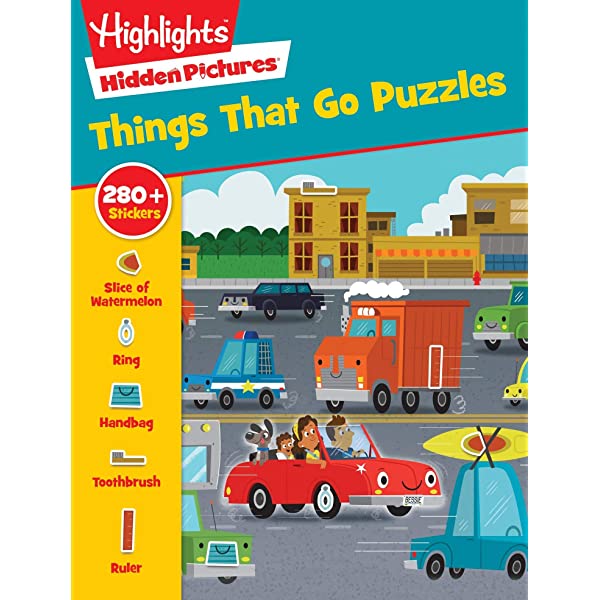 Things That Go Sticker Puzzles - Highlights Sticker Hidden Pictures