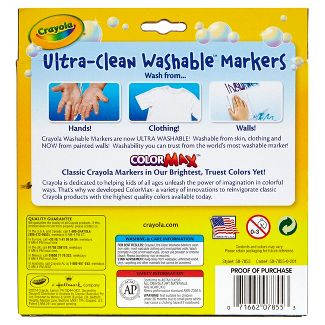 Crayola Ultra-Clean Color Max Broad Line Washable Markers-Bright Colors Pack of 10