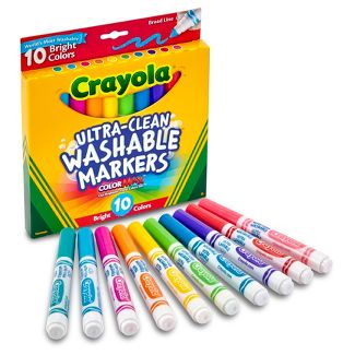 Crayola Ultra-Clean Color Max Broad Line Washable Markers-Bright Colors Pack of 10