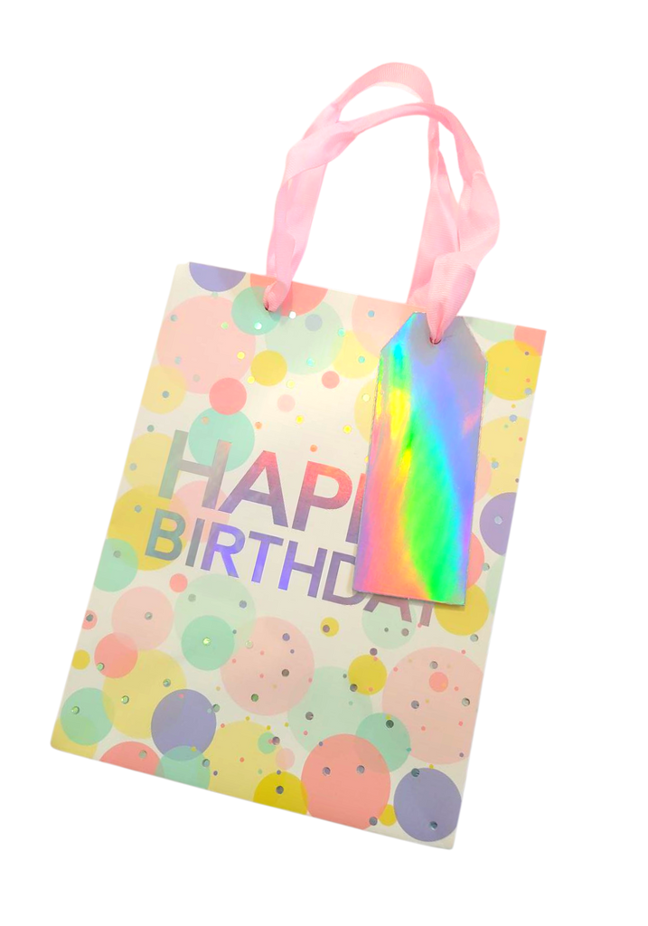 Gift Paper Bag, Vertical 18x10x23cm BIRTHDAY THEME (Holographic)