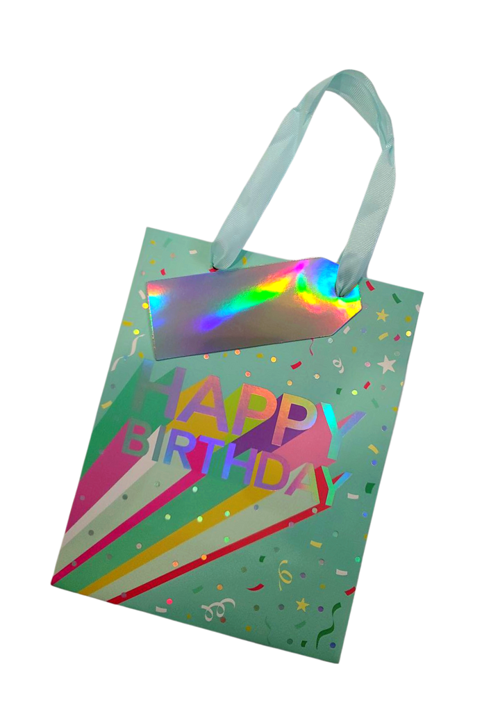 Gift Paper Bag, Vertical 18x10x23cm BIRTHDAY THEME (Holographic)