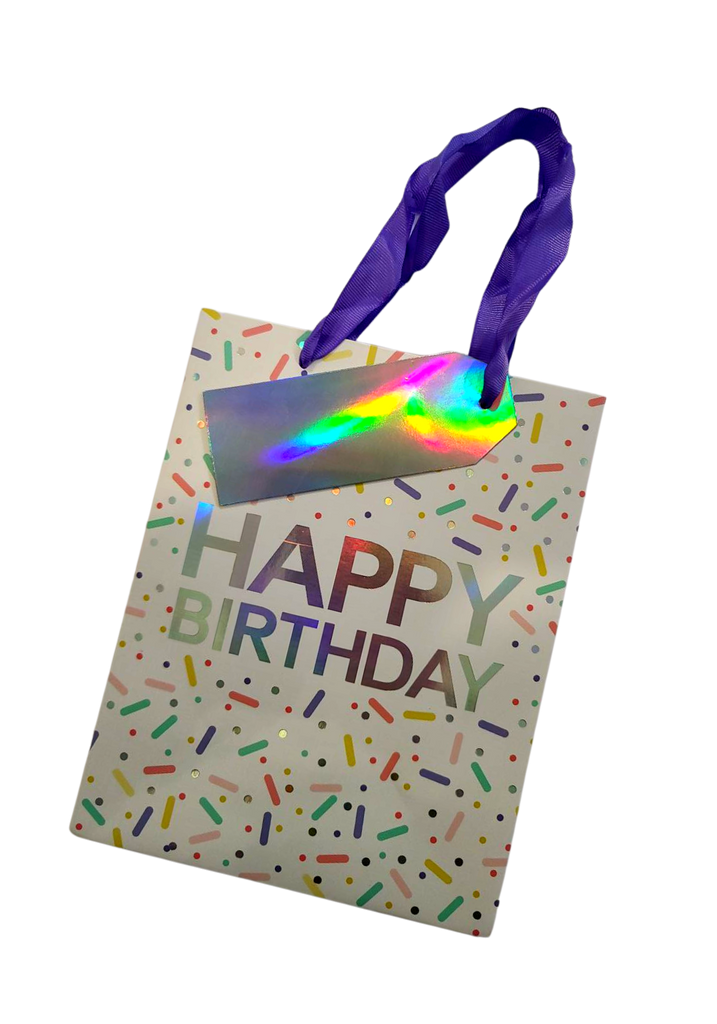 Gift Paper Bag, Vertical 18x10x23cm BIRTHDAY THEME (Holographic)